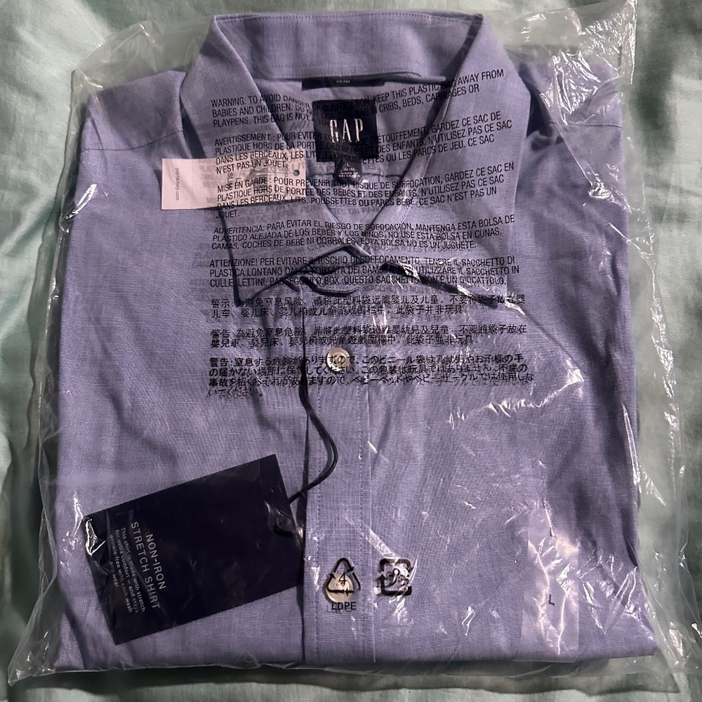 GAP Blue Non Iron Dress Shirt L Large